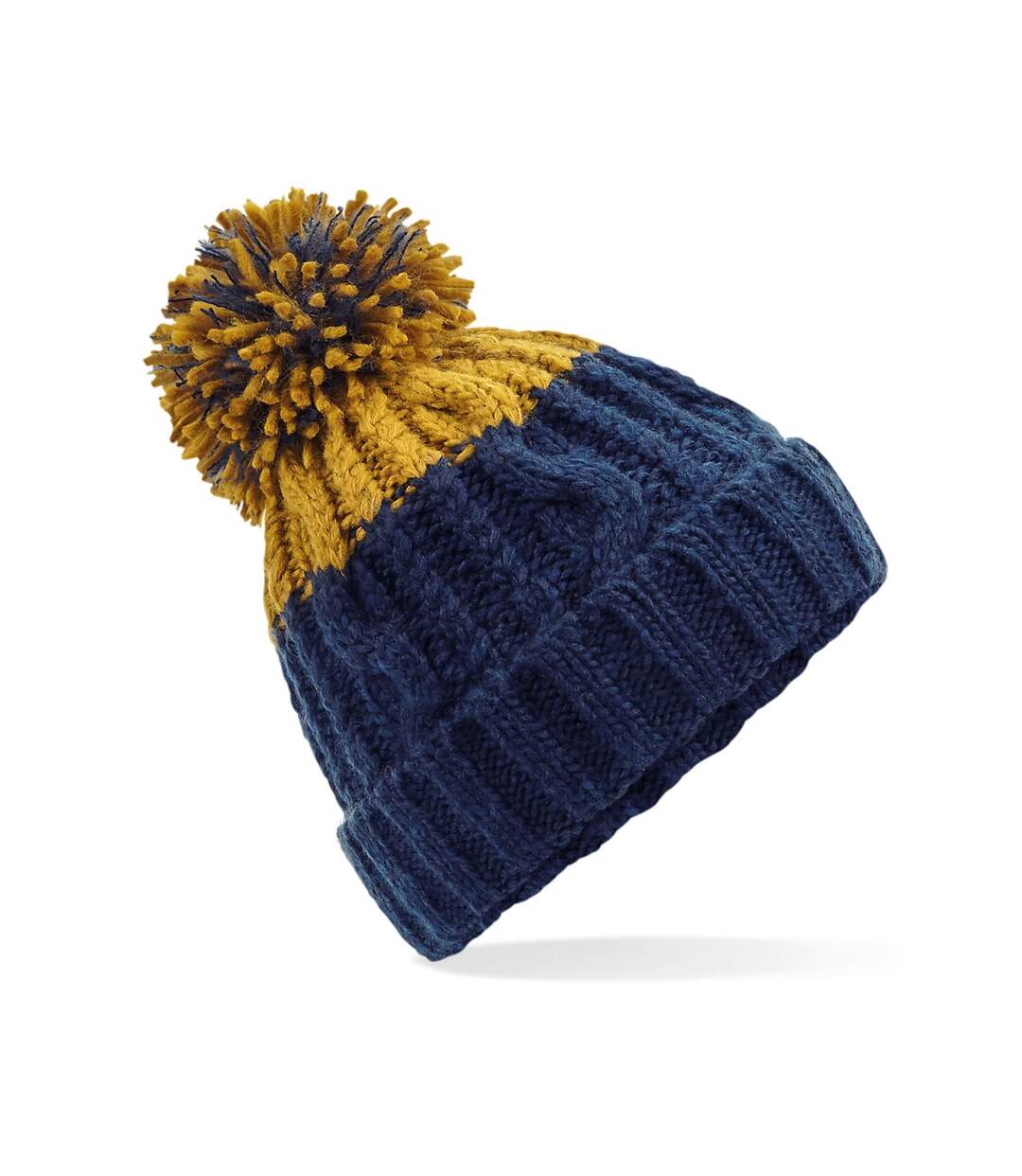 Bonnet apres adulte bleu marine oxford / moutarde Beechfield-1