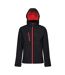 Mens Venturer Hooded Soft Shell Jacket Black Classic Red Regatta-1