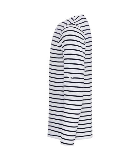 T-shirt Long John Homme Blanc Bleu Marine Premier