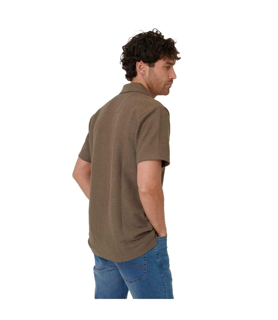 Chemise Manches Courtes Antti Homme Kaki Threadbare-3