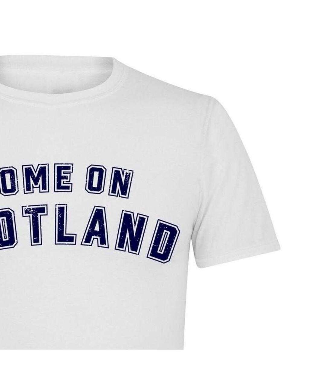 Mens Come On Scotland T-shirt White AWD-3