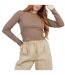 Womens/ladies Ribbed Long-sleeved Crop Top Mushroom Brave Soul-2