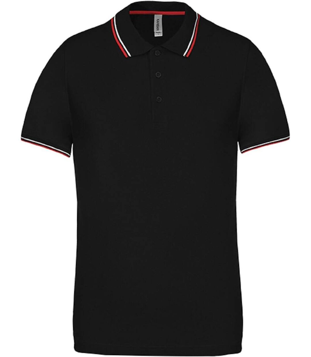 Polo bandes contrastées homme - K250 - noir - rouge-blanc - manches courtes