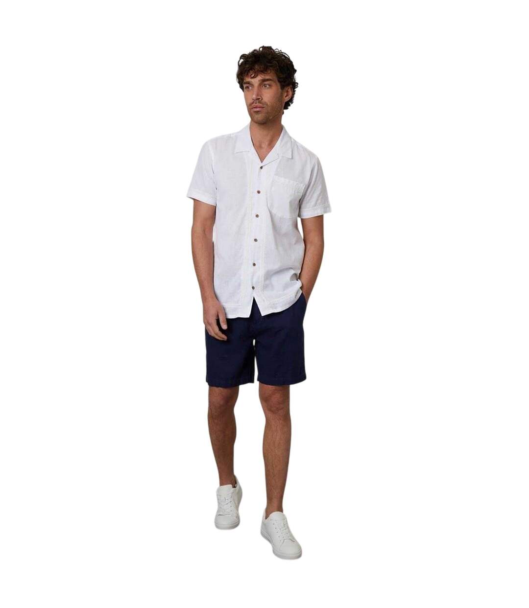 Chemise Manches Courtes Motif/style Bord En Crochet Homme Blanc Threadbare-1