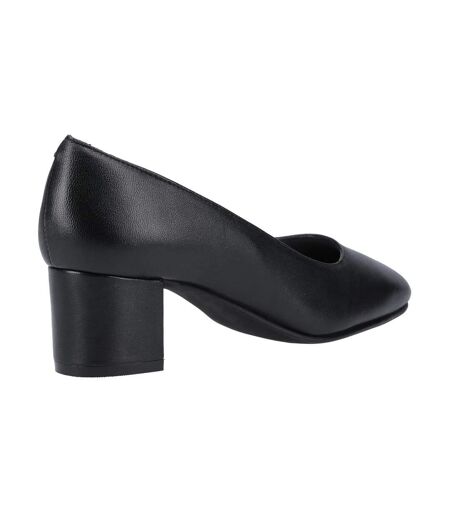 Womens/ladies Anna Leather Wide Court Shoes Black Hush Puppies