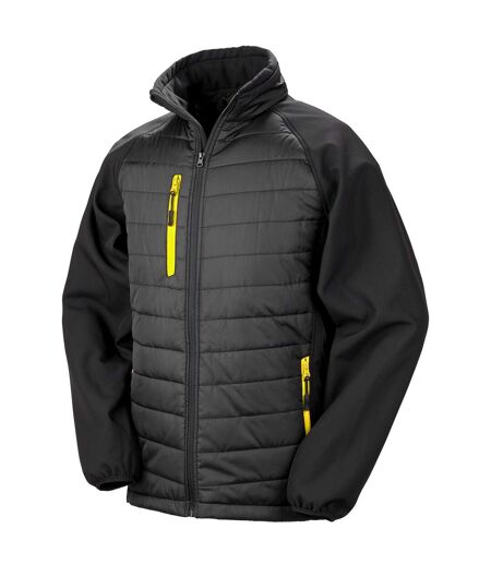 Unisex adult compass softshell padded jacket black/yellow Result