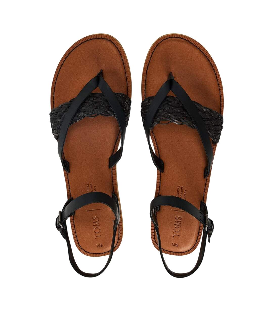 Womens/ladies Lexie Woven Flat Sandals Black Toms-3