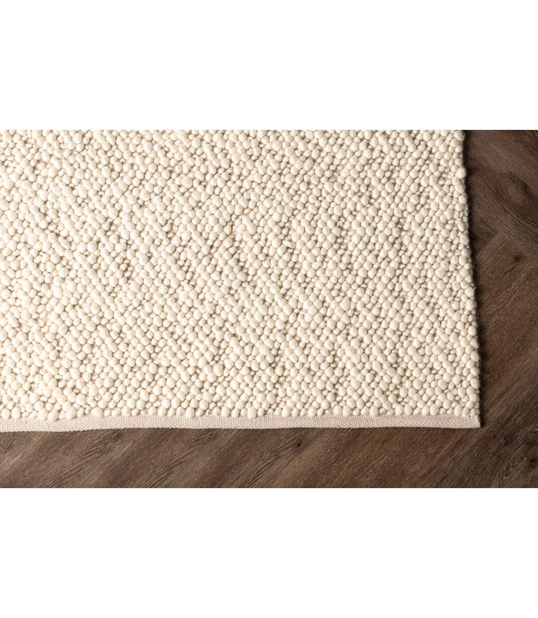 Tapis Déco en Laine Jajru 200x300cm Blanc-3