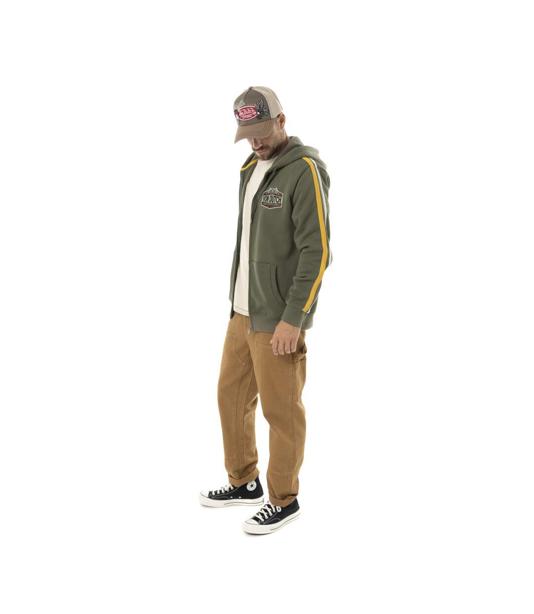 Sweat zippé homme à capuche en molleton avec patchs Vondutch-5