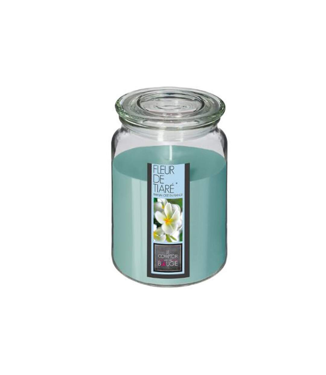 Bougie Parfumée en Verre Couvercle 510g Fleur Tiaré-1