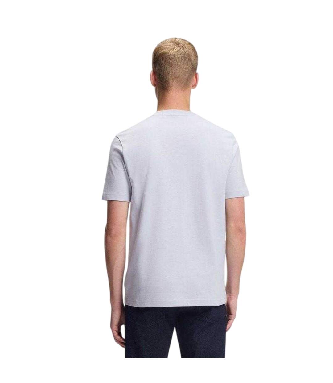 Mens Insignia Logo T-shirt Light Pastel Grey Boss-3
