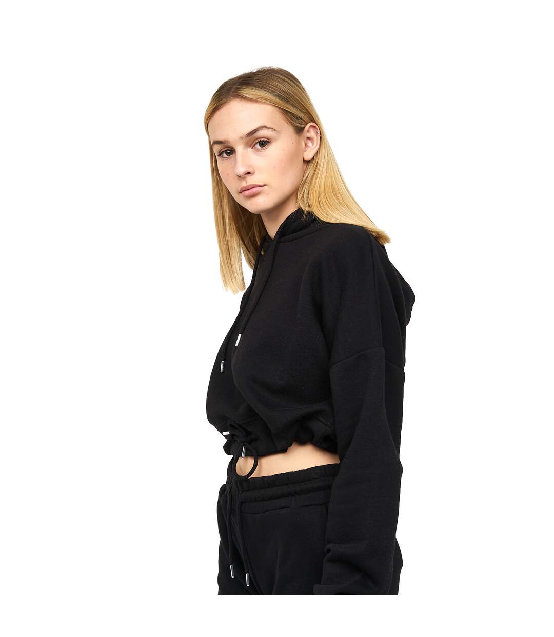 Womens/ladies Danica 2 Crop Hoodie Black Juice-4