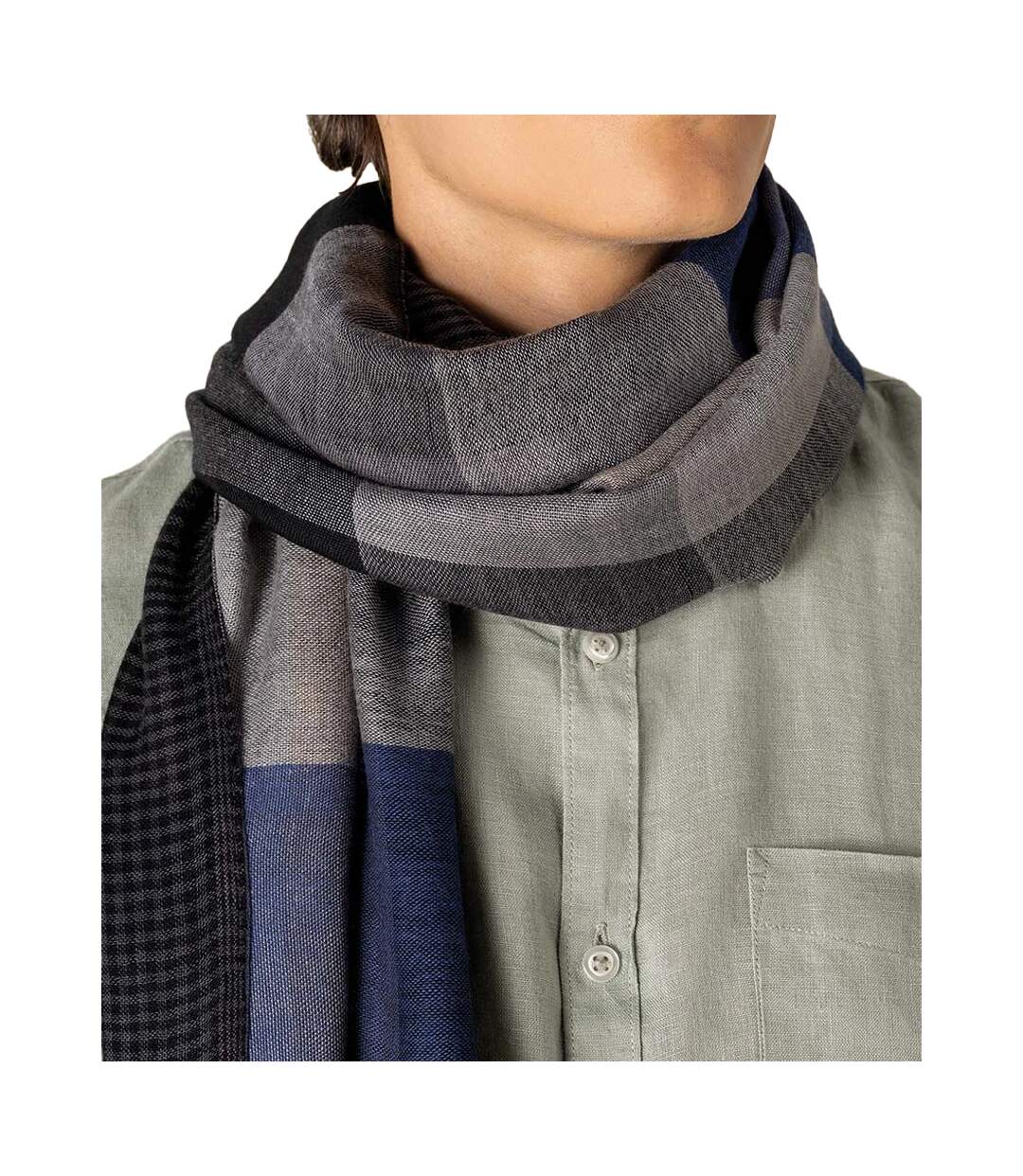 Écharpe Motif/style À Carreaux Taille Unique Bleu Spasso-3