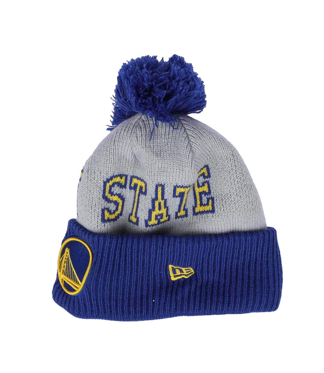 Mens Nba Tip Off 2013 Golden State Warriors Knitted Bobble Beanie Blue Grey Yellow New Era-4