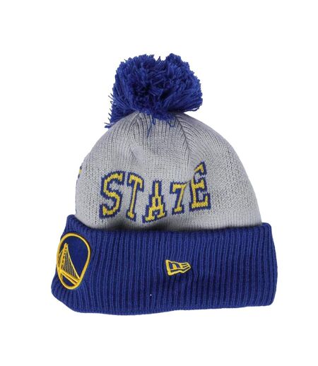 Mens Nba Tip Off 2013 Golden State Warriors Knitted Bobble Beanie Blue Grey Yellow New Era