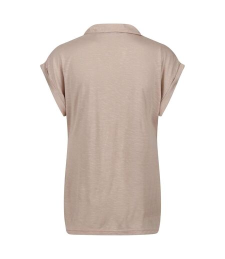 Polo Manches Courtes À Col V Motif/style Uni Femme Beige Regatta
