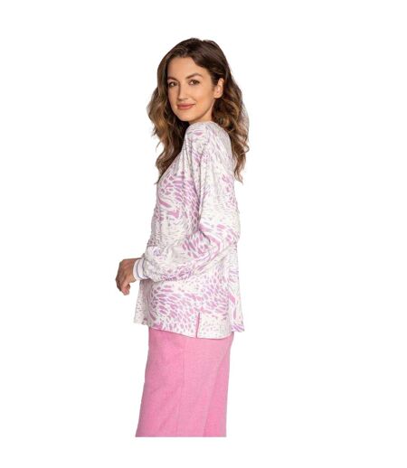 Haut Manches Longues Motif/style Imprimé Léopard Femme Blanc Cassé PJ Salvage