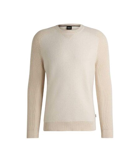 Mens Textured Knit Raglan Top White Boss