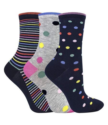 Sock Snob - 3 Paires de Chaussettes Femme à Pois et Rayures en Coton Douces