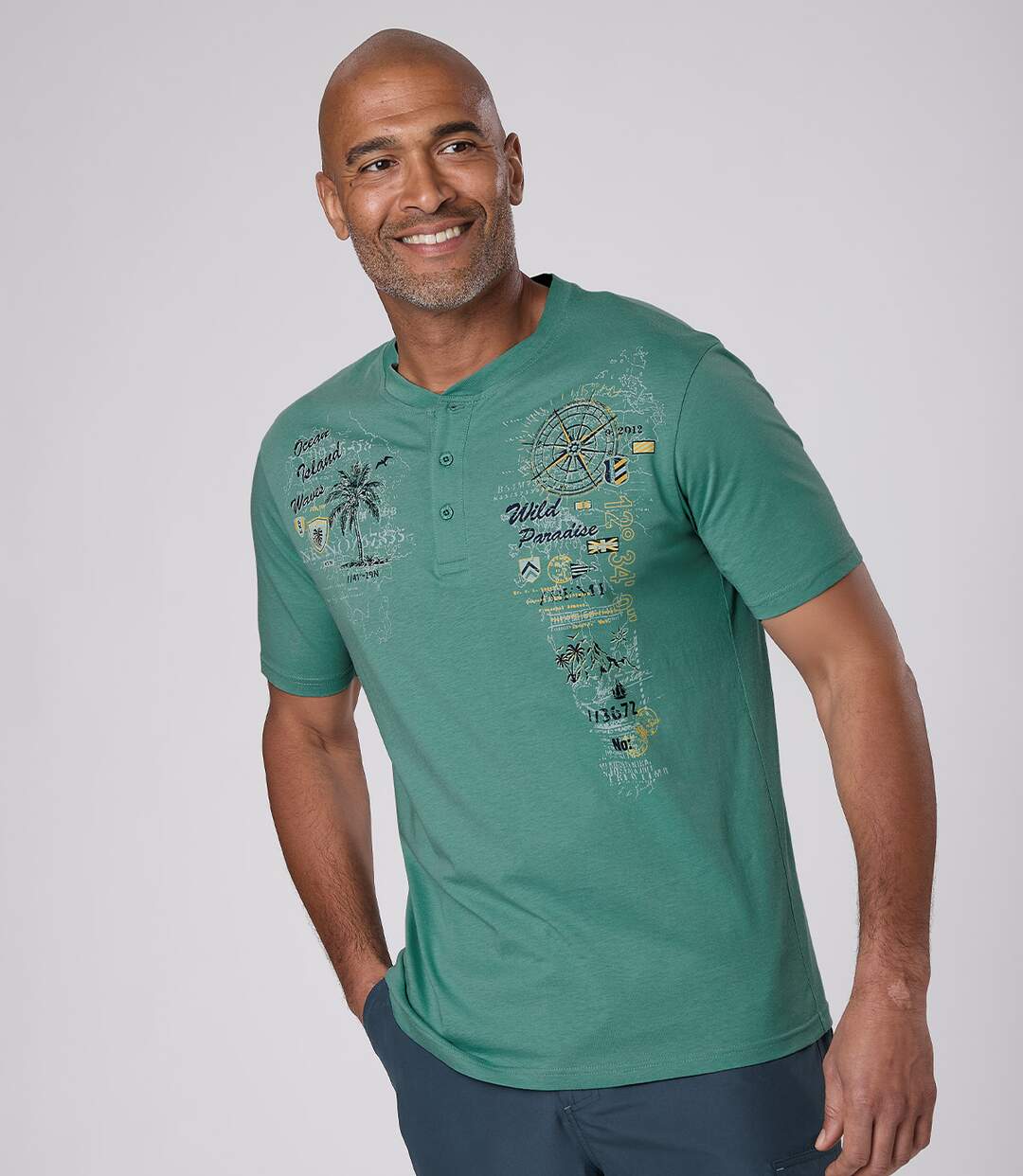 Set van 2 T-shirts met knopenhals-3