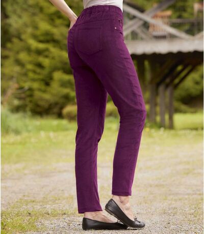 Women's Stretchy Corduroy Pants - Plum