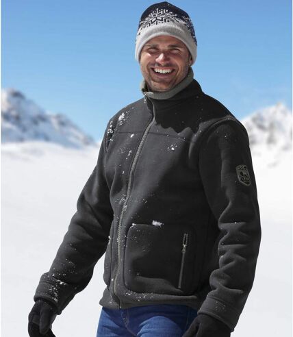 Blouson Polaire Homme Gris doublé Sherpa Winter Time
