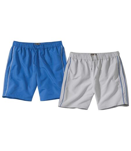 Pack of 2 Men's Microfibre Beach Shorts - Blue Grey