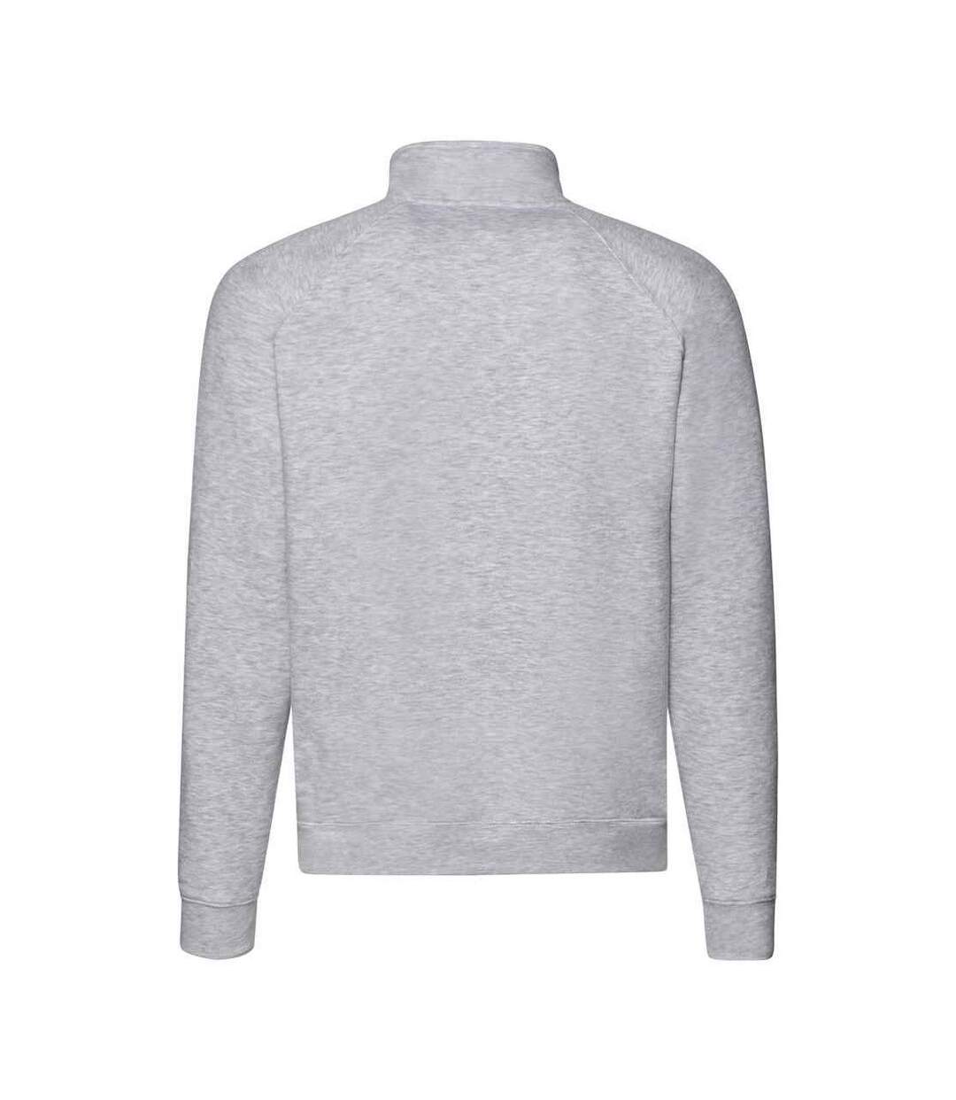 Mens Premium Zip Neck Heather Sweatshirt Heather Grey Fruit Of The Loom-2