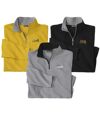 Pack of 3 Men's Microfleece Pullovers - Yellow Black Gray Atlas For Men