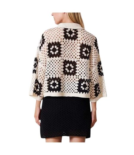 Polo Motif/style Crochet Anaya Femme Noir Crème Edited