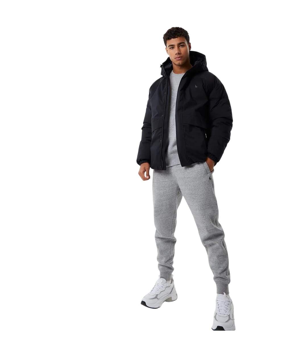 Mens Hooded Relaxed Fit Puffer Jacket Black Jack Wills-1