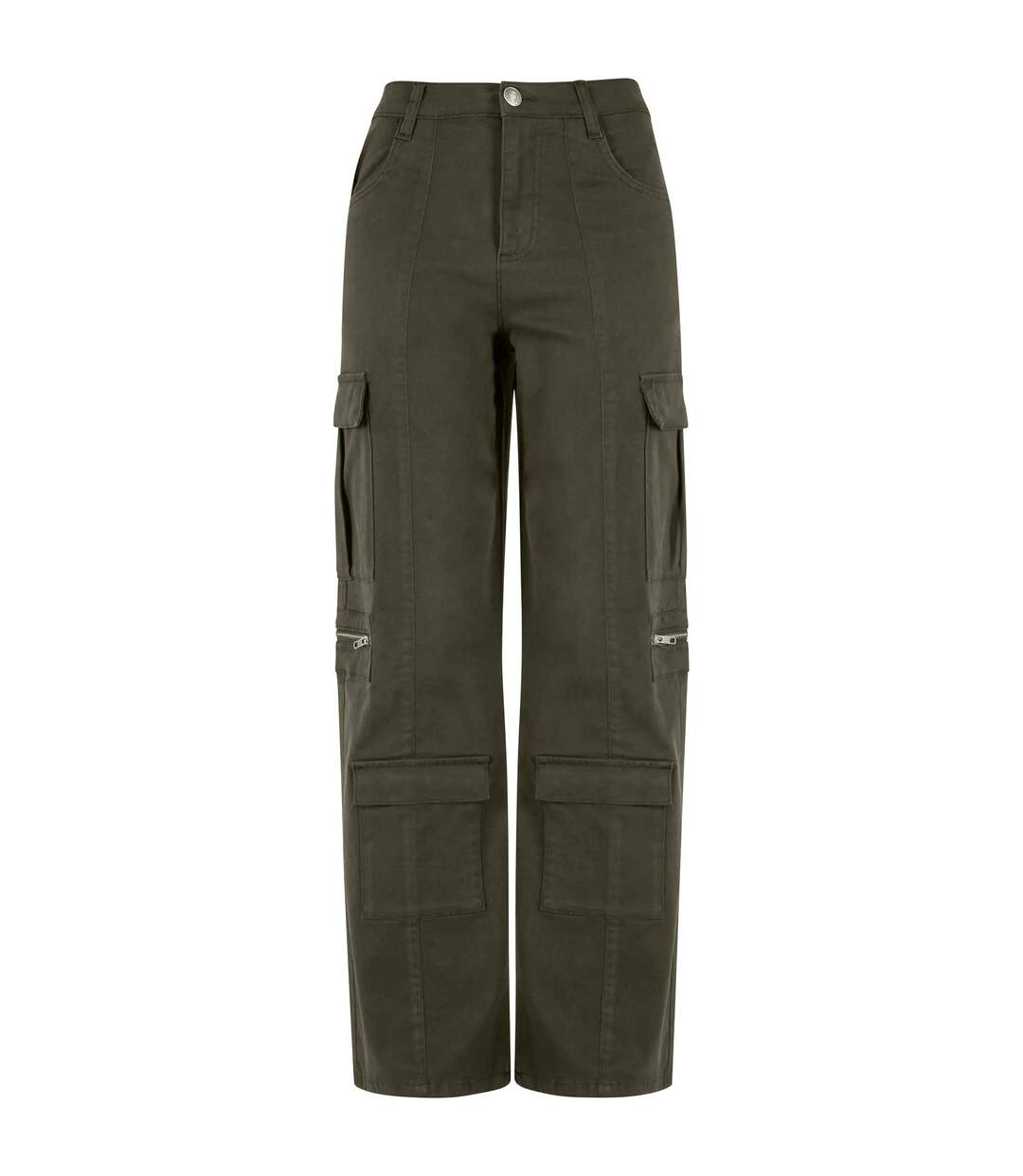 Womens/ladies Utility Twill Stretch Loose Cargo Trousers Black Olive Urban Classics-1