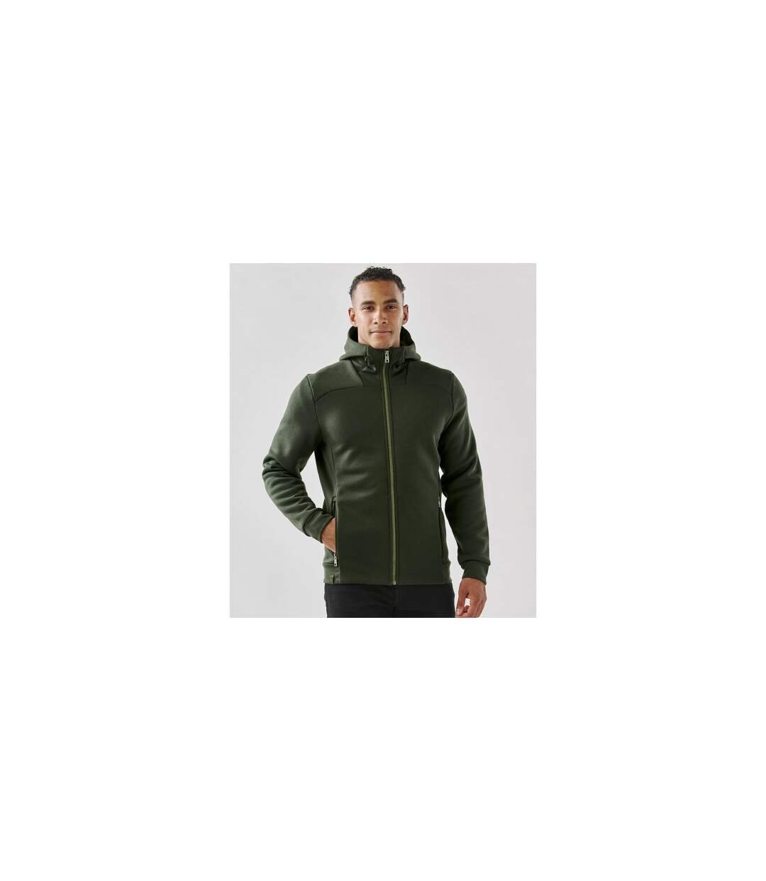 Mens Performance Full Zip Hoodie Cypress Green Charcoal Stormtech-1