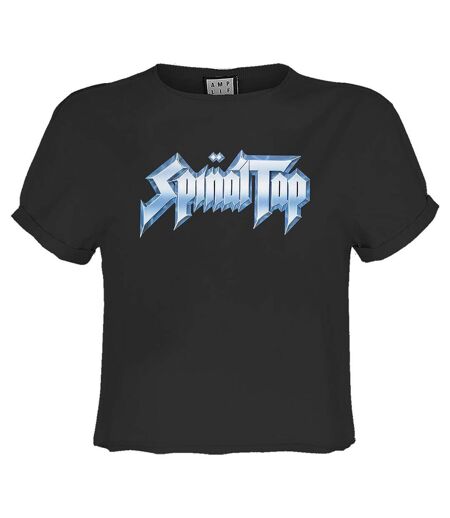 Womens/ladies Spinal Tap Logo Crop Top Charcoal Amplified