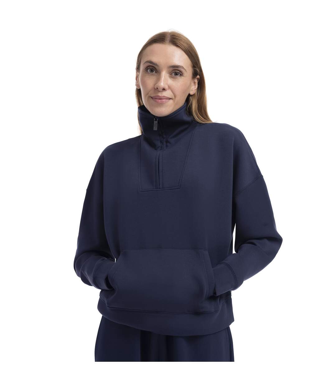Sweat Uni À Col Montant Zippé Jean Femme Bleu Marine Trespass-4
