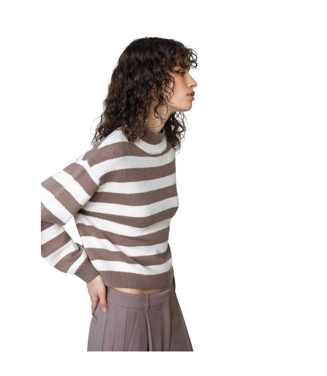 Womens/ladies Larisa Stripe Jumper Taupe Cream French Connection-4