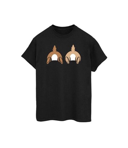 Disney Womens/Ladies Chip N Dale Backside Breast Print Cotton Boyfriend T-Shirt (Noir) - UTBI49511