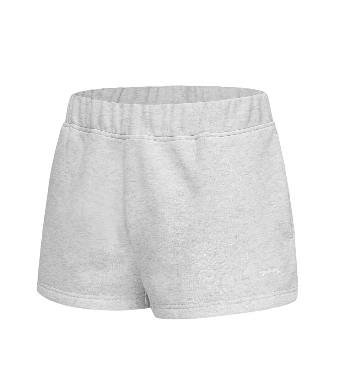 Womens/ladies Fleece Shorts Ice Grey Marl Slazenger-3