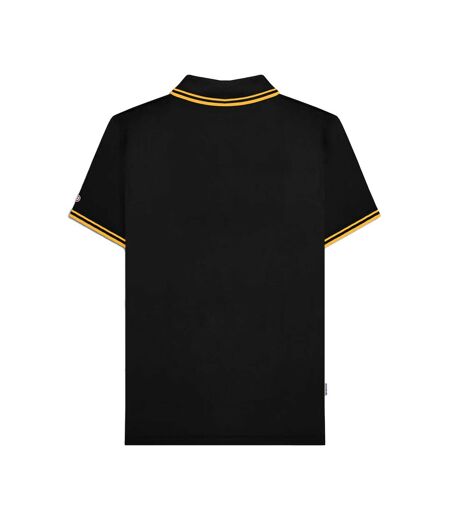 Mens Twin Tip Polo Shirt White Black Gold Lambretta