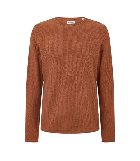 Mens Knitted Crew Neck Regular Sweatshirt Mocha Bisque Jack And Jones