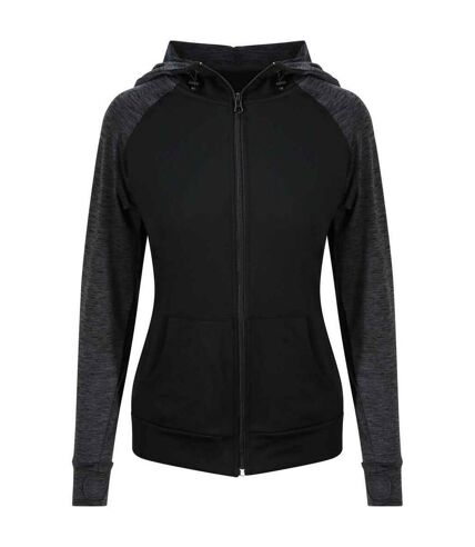 Womens/ladies zoodie contrast full zip hoodie black/black slate AWDis Cool