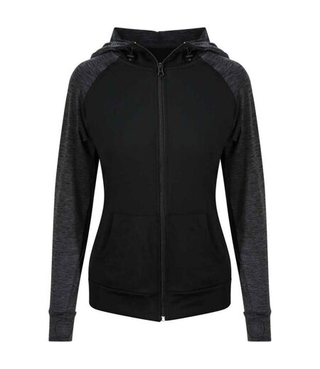 Womens/ladies zoodie contrast full zip hoodie black/black slate AWDis Cool