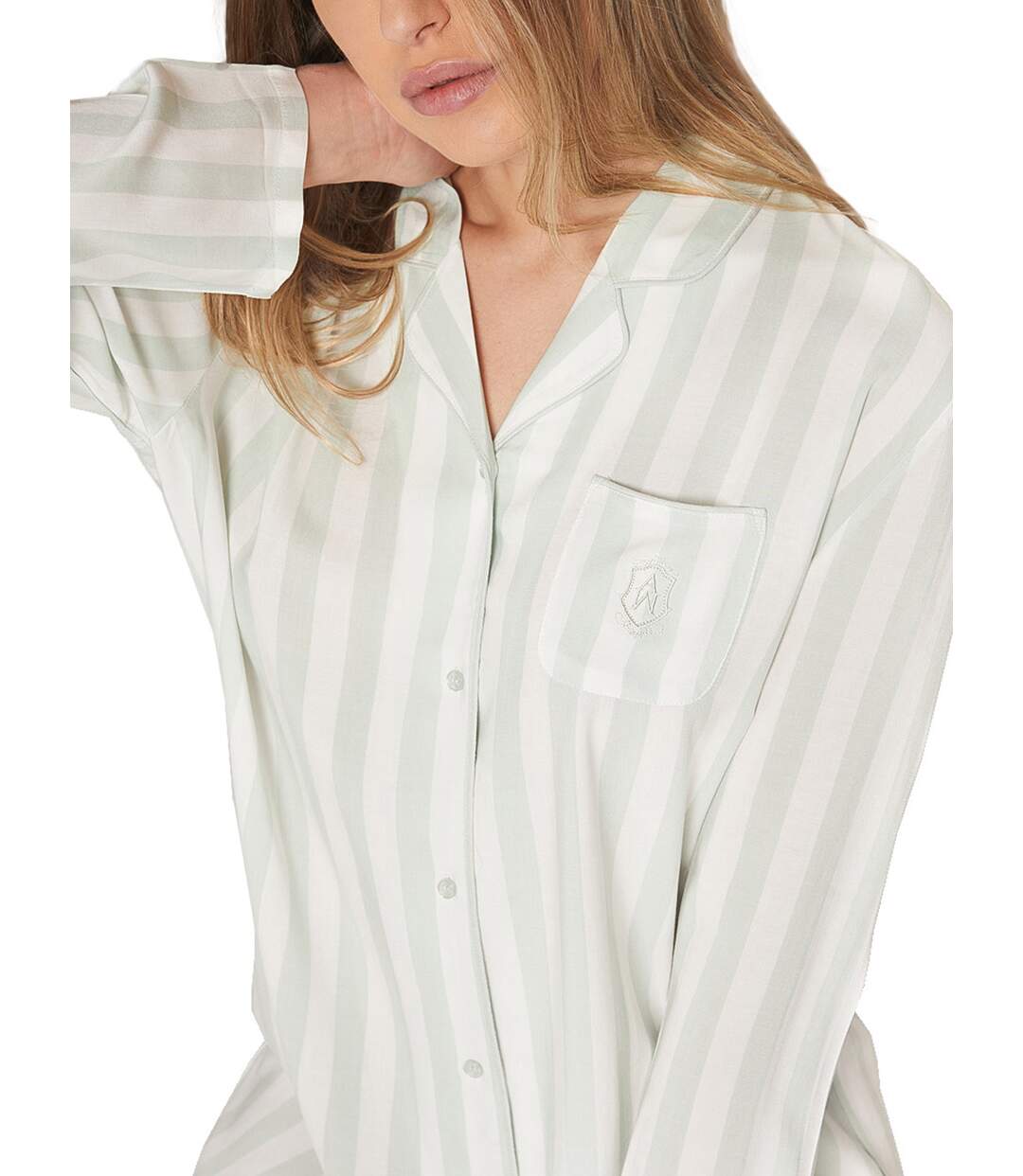 Chemise de nuit manches longues Classic Stripes Admas-3