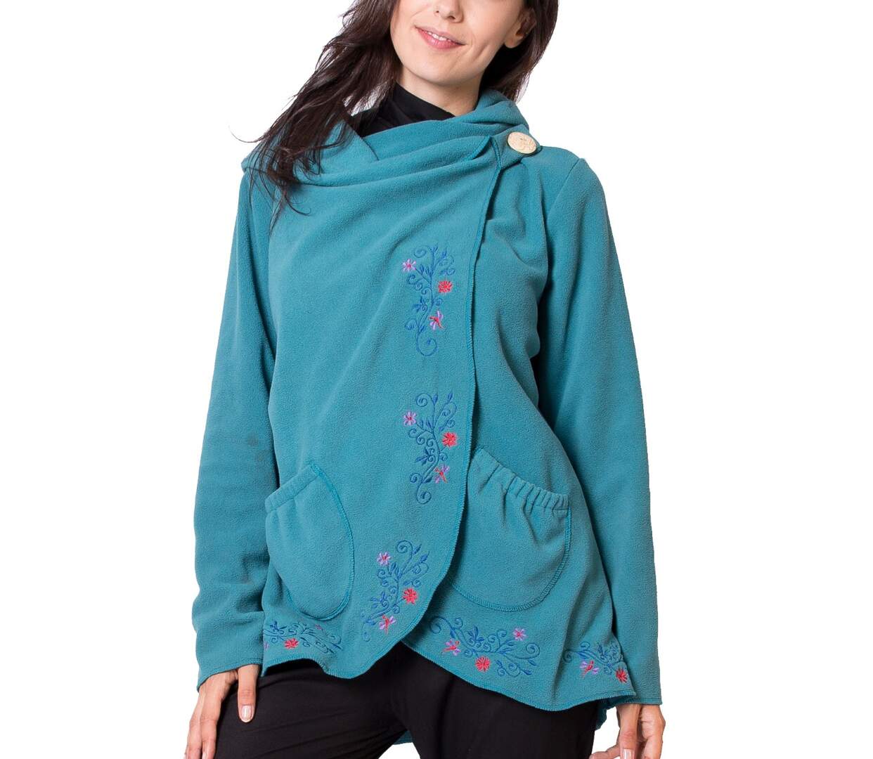 Veste polaire brodée COLUMBIA verte Coton Du Monde-1