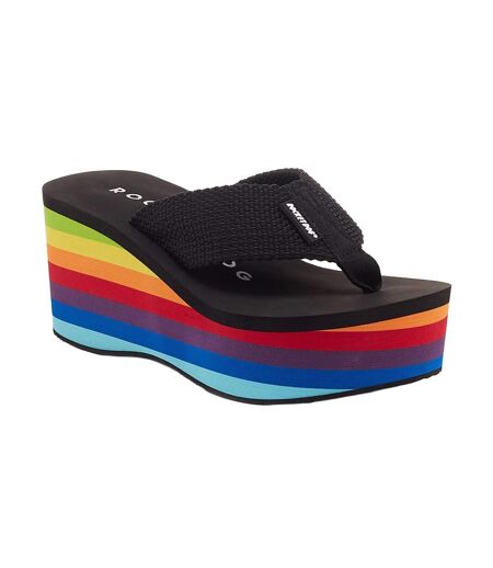 Womens/ladies Webbing Sandals Black Multicoloured Rocket Dog