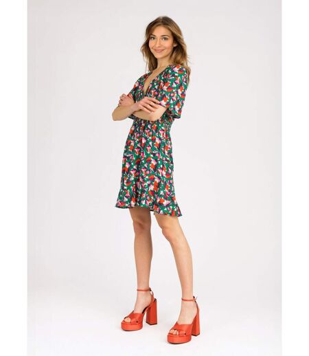 Robe courte à motifs taille élastiquée
