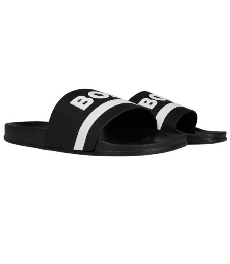 Womens/ladies Lettering Slides Black Boss