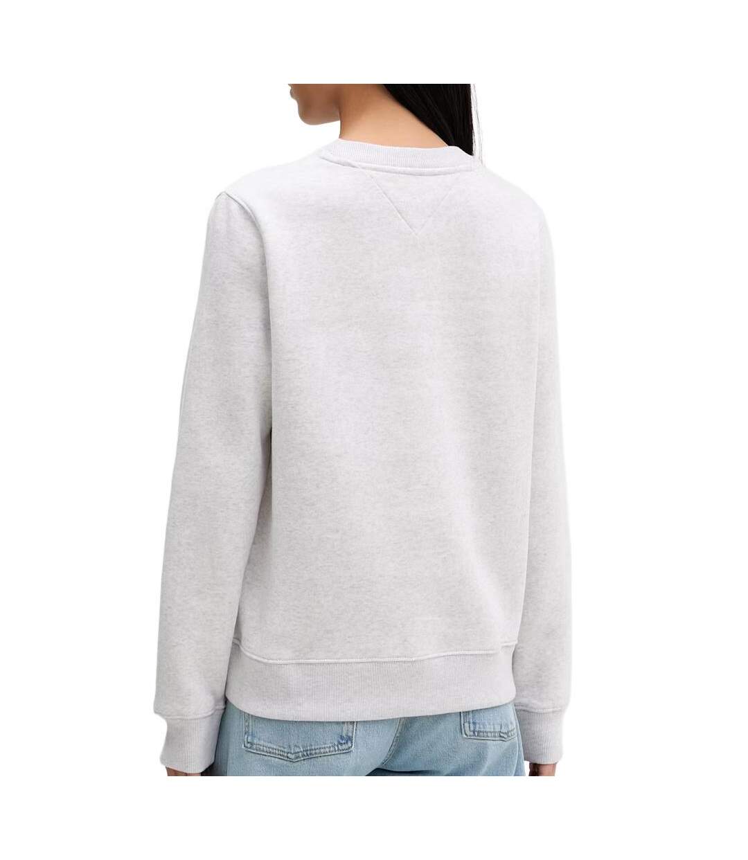 Sweat gris femme tommy hilfiger flag crew1-2