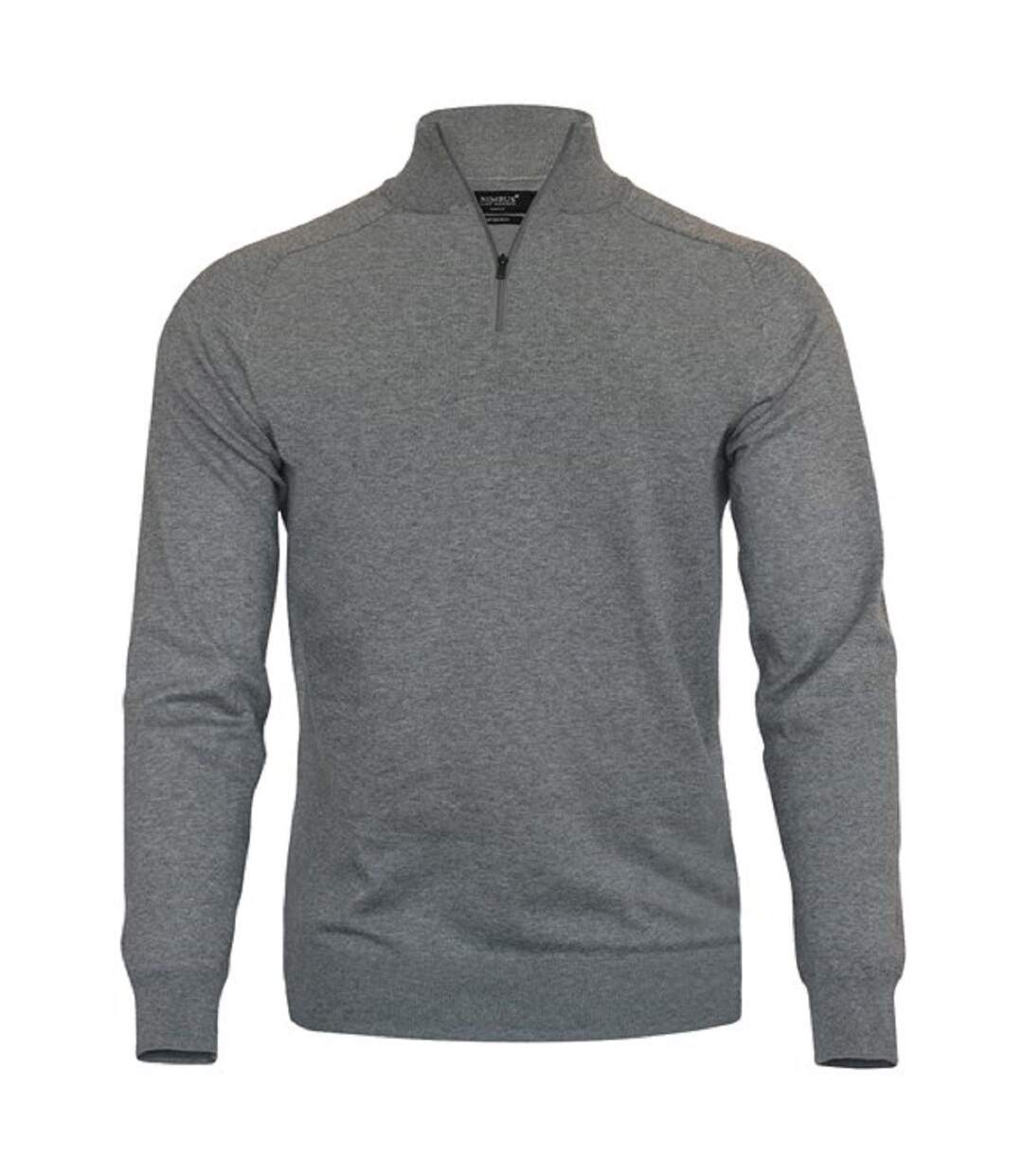 Sweat-shirt col zippé - Homme - NB121 - gris mélange-2