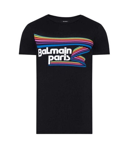 Unisex Adult Paris Rainbow Logo T-shirt Black Balmain